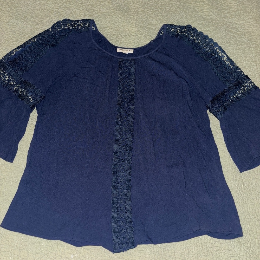 Women’s navy blue Westport blouse, size 1X